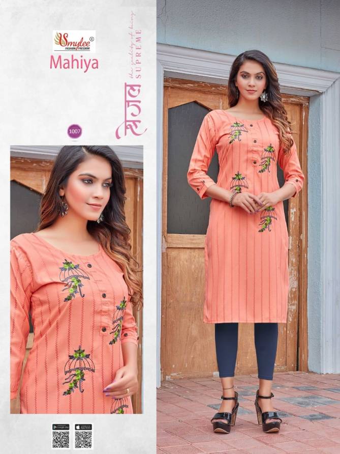 Mahiya By Rung Straight Cut Rayon Embroidery Kurtis Wholesale Shop In Surat